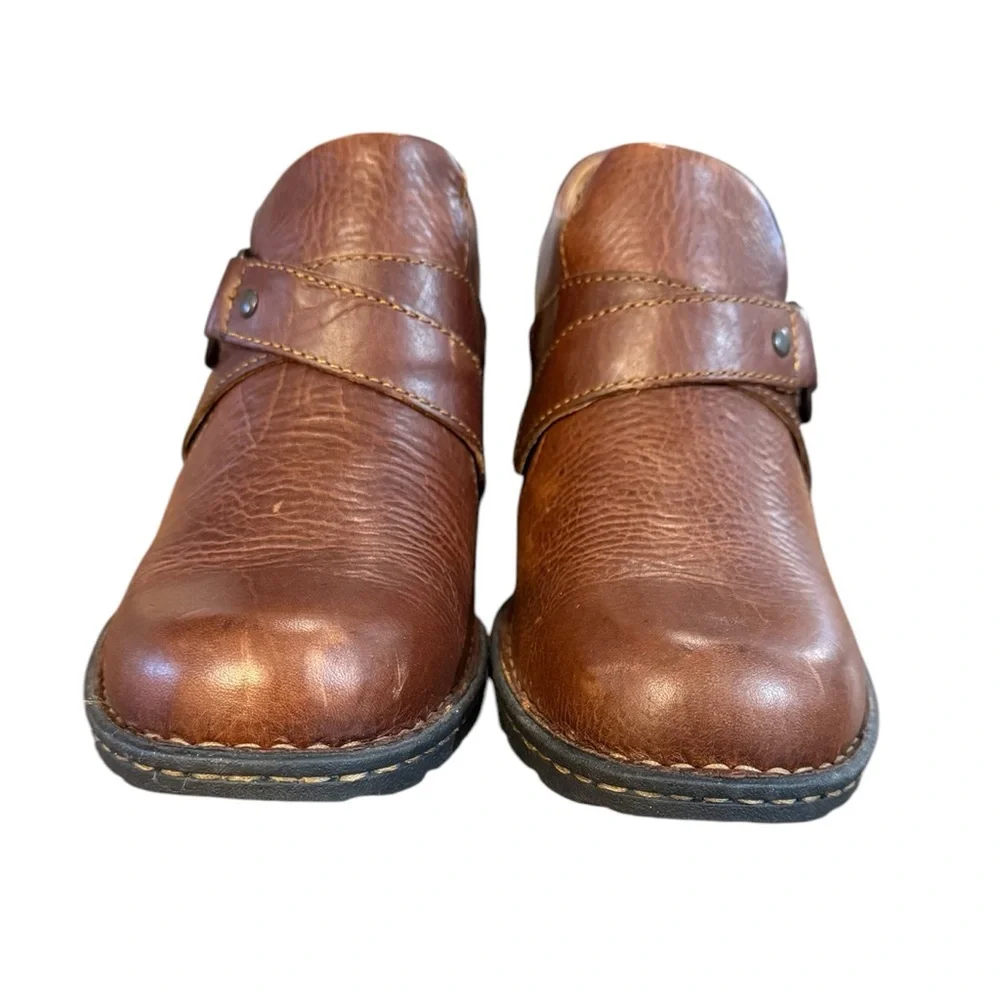 Born Haddon Brown Leather Mules with Chunky Heel Women’s Size 6.5